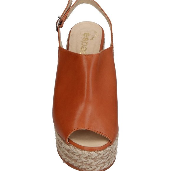 New ESPADRILLES Camel Leather Peep Toe Wedge EU39 - Picture 2 of 3